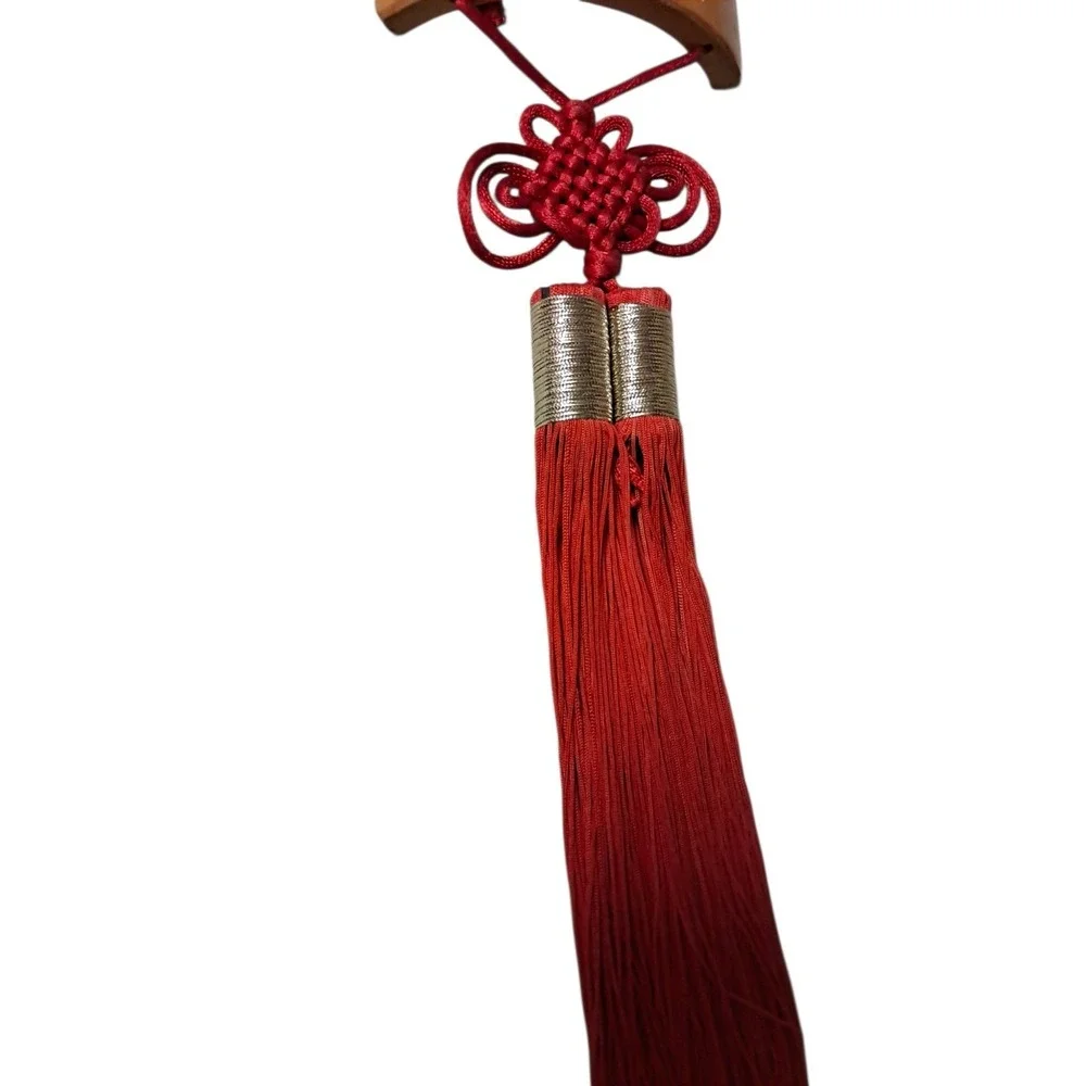 Chinese Bamboo & Red Rope Calligraphy‎ Hanging Wall Art